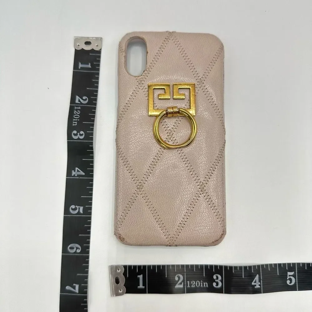 GIVENCHY Goatskin Diamond Quilted GV3 iPhone X Case Pale Pink